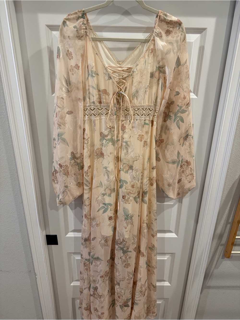 Joyfolie Cream Floral Ruffle Maxi Dress - Picture 3 of 4